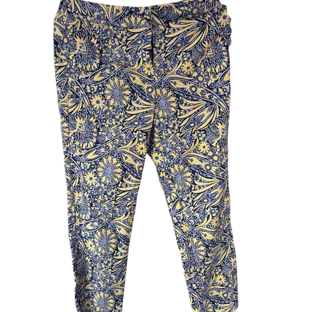 Talbots Navy and Yellow Floral Print Skirt Panel - Picture 3 of 8